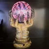 Boule de cristal scintillante pour Halloween, lampe magique créative mains de sorcière, veilleuse, doigts de crâne, décorations Plasma 220211283j