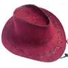 Bérets Wild West Chapeau Cowboy Cowgirl Solide Casual Parasol Cap Plage Voyage Pour Femmes Hommes Classique Western Chapeaux