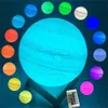 New Moon Lamp Moon Light Kids Night Light Lampada Galaxy 16 colori LED Lampada a stella 3D con supporto in legno Regalo perfetto per gli amanti delle ragazze