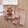 Pyjamas enfants enfant en bas âge ensemble dessin animé lapin pyjamas bébé garçon fille flanelle chaud vêtements de nuit hauts pantalons 2 pièces automne hiver vêtements décontractés 231124