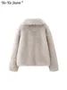 Women's Fur Elegant Warm Faux Coat Women Long Sleeve Covered Button Lapel Fluffy Female Coats 2023 Winter Fashion Loose Ladies Outwear