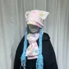 Harajuku Cute Star Cat Ear Cap Millennium Y2K Treccia Dolce divertente infantile Sciarpa versatile per il calore