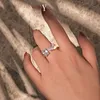 Cluster Ringe niedlich Bling Zirkon Stein verstellbar Silberfarbe für Frauen Hochzeit Verlobung Modeschmuck Trend 230424