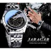 Altri orologi Jaragar Design in vetro blu Orologio automatico argento nero Orologio con data in acciaio inossidabile Orologio da polso meccanico da uomo d'affari luminoso 231123