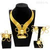 Zestawy biżuterii ślubnej Naszyjnik dla kobiet Zestaw biżuterii Dubai Złoty ton Gold Tone Pleted 24k Oryginalne Pierścionki Bracelety Prezenty ślubne Nigeria 230422
