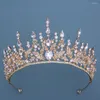 Fermagli per capelli barocco retrò foglia reale cristallo diademi da sposa corone donne strass spettacolo diadema sposa fascia accessori da sposa