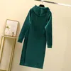 Casual Dresses Women Winter Warm Thick T Shirt Dress Fashion Hooded Collar Straight Robe Oversized Big Long Sleeve Sport Vestido