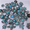 Other Other Sier Color Turquoise Paved Alloy Components 18Mm Snap Button Charms Beads Jewelry Making Diy Necklace Earrings Bracele Dhg Dhcfq