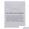 Halsketten mit Anhänger Engelsflügel Halskette mit Geschenkkarte Guardian Anhänger Halsketten Modeschmuck Drop Delivery Schmuck Halsketten Penda Dhhj5