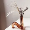 Vases Creative Personality Curved Rainbow Glass Vase Nordic Flower Container Candlestick Desktop Decoration Art Home Decor Ornaments