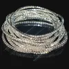 Bracelets de charme 10 peças de damas transparentes cristal brilhante 27 cores elásticas completas mulheres punho de pulseira 230424