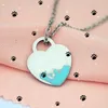 Heart Pendant Necklace Female Stainless Steel Couple Big Blue Pink Green Red Jewelry on the Neck Gift for Girlfriend Accessories Wholesale AMXE
