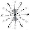 Wall Clocks Wall Clocks Stainless Steel Knife And Fork Spoon Kitchen Restaurant Clock Home Decoration Drop Delivery Home Garden Home D Dhgck