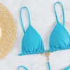 Kvinnors badkläder Kvinnor Swimsuit Sexig Micro Bikinis Set Vuxna Rhinestone Push Up Padded Contrast Color Spaghetti Strap Female Brasilian