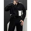 Koszule męskie xs-6xl Spring Asymetryczne kontrastujące kolory Patchwork Ładunkowy Topy Koszula Duże rozmiar bluzki męski kostium męski