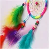 Mobiles Wholesale Feather Dream Catcher White Black Rainbow Fur Children Room Decoration Car Hanging Accessories Kids Gifts Drop Deliv Otscy