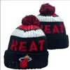 Mode- Miami''Heat''Beanie Gebreide mutsen Sportteams Honkbal Voetbal Basketbal Mutsen Caps Dames Heren Pom Mode Winter Top Caps Sport Gebreide mutsen a0