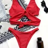 Kvinnors badkläder Kvinnor Sexig V-ringning O-Ring Cross Bandage Bh Swimsuit Low Rise Thong Simple Solid Color Bathing Suit 2023 Bikini Set