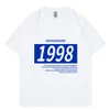 Gardez votre coeur 1998 Lettre Imprimer Hommes T-shirts Casual Crewneck Streetwear Respirant Mode Été Tops Coton Lâche T-Shirts