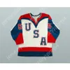 Custom WHITE 5 TEAM USA TIE DOWN HOCKEY JERSEY NEW Top Stitched S-M-L-XL-XXL-3XL-4XL-5XL-6XL