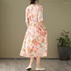 Plus Size Dresses 2023 Summer Dress Woman Fat Beach Holiday Travel Bohemian Maternity Fashion Cotton And Linen Floral Long