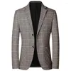 Männer Anzüge Frühling Herbst Plaid Jacke Casual Einreiher Mann Kleidung Nicht Bügeln Hochzeit Bräutigam Prom Männlichen Mantel 1 stück