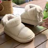 Chinelos plana quente chinelo botas mulheres arco nó tornozelo neve senhoras confortável pelúcia casa sapatos de inverno algodão botas mujer