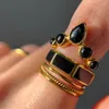 Anillo de esmalte de gota negro Vrown de moda minimalista francesa para mujer estilo Ins Vintage accesorios de joyería que combinan con todo