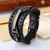 Charm Armbänder Punk Schwarz Braun Lederarmband Für Männer Mode Metall Charms Einstellbare Größe Männlichen Armreif Schmuck Erkek Bileklik Geschenke