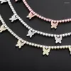 Kettingen Jinao vlinderketen 4mm tennischoker ketting ijskoud kubieke zirkoon bling hiphop charme sieraden voor mannen vrouwen cadeau