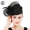 Hüte mit breiter Krempe, Fischerhüte, FS, Braut, Hochzeit, rote Hüte, Fascinators, für Damen, Cocktail, Kirche, Party, Sinamay, Federschleier, Kopfschmuck, elegante Kappe, 230422