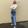 Fashion Designer High Waist Patchwork Straight Jean for Women 2023 Sping Casual Loose Denim Pants Ladies Vintage Boyfriend Mom Jeans 770 dfashion98