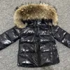 Down Coat Kids Winter Down Jacket Shiny Real Raccoon päls krage småbarn pojkar huva kappa baby flickor varma snöar barn parkor 231123