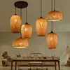 Nyhetsartiklar Vintage Natural Rattan Bamboo LED -hängsljus för vardagsrum Handgjorda vävda ljuskronor hängande lamprestaurangsupphängning 231123