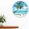 Wall Clocks Hand Painted Tropical Plants Palm Trees Clock Living Room Decor Modern Design Home Decore Digital