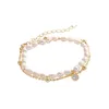 Charm Bracelets Korean Fashion Women Jewelry Simple Pearl Zircon Double Layer Wearing Bracelet Dance Party Birthday Gift