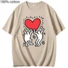 Dames T-shirt K-keith H-haring T-shirt Kawaii T-shirt Kpop T-shirt Schattig Gothic T-shirt 100% katoen Zomerkleding T-shirt Heren/Dames