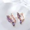 Bengelen oorbellen julidream volledige inleg paarse zirkoon vlinderclip voor vrouwen 585 gouden kleurfeest mousserende accessoires elegante sieraden