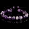 Strand 6/8mm Natural Dream Amethysts Bracelet Adjustable Braided Rope Bangles For Men Women Jewelry Gift Healing Energy