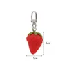 Porte-clés 1pc fraise fruits porte-clés femmes fille amie bijoux simulé nourriture créative porte-clés de voiture airpods boîte accessoires