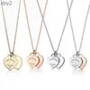 Pendant Necklaces Classic 925 Sterling Silver Necklace Double Heart Pendant Necklace Man Women Party Wedding Jewelry High Quality With Box Y220314