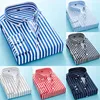 Men's Casual Shirts Dress Shirt Striped Design Long Sleeve Band Collar Button Down Available In Different Colors