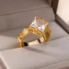 Cluster anéis quadrado zircon pedra para mulheres meninas luxo romântico anel 2023 tendência casal casamento jóias gota