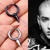 Hoop Earrings WKOUD 4 Pairs Stainless Steel Punk Hip Hop Rock Gothic Teen Small Men Women With Cross Ball Chain Dangle Charms