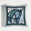 Almofada / travesseiro decorativo travesseiro Veet tecido francês cavalo de luxo série azul escuro casa sofá er fronha sem núcleo sala de estar cama dhy0t