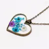 Pendentif colliers vraies fleurs résine femmes collier mode coeur bijoux