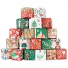 Cadeau cadeau 24pcs Noël Calendrier de l'Avent Boîte Kraft Papier Candy Cookies Décor