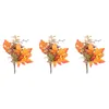 Flores decorativas maple squash estacas artificial galho haste outono decoração para casa falso berry ramo folhas ramos falsos