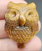 Chinese Natural A Yellow Tiger's Eye Jade Hand-Carved Lucky Pendant Owl Amulet