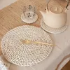 Tischsets 1PCS Home handgemachte Stroh gewebte Teematte hitzebeständige Auflaufplatte Tasse Tischset Pad auf dem Esszimmer